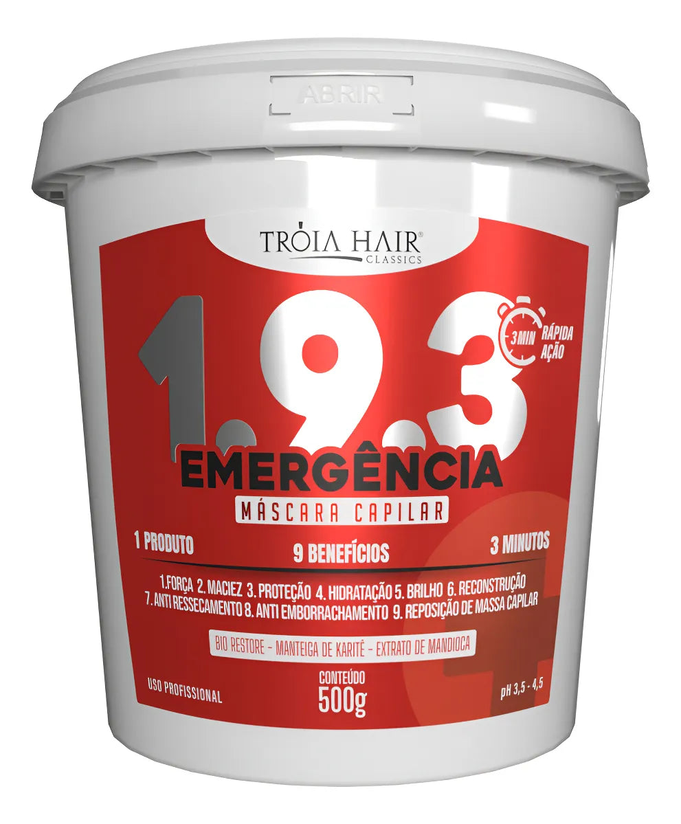 Emergência Emergency 1.9.3 Treatment 3 Minutes 9 Benefits Mask 500g - Troia Hair
