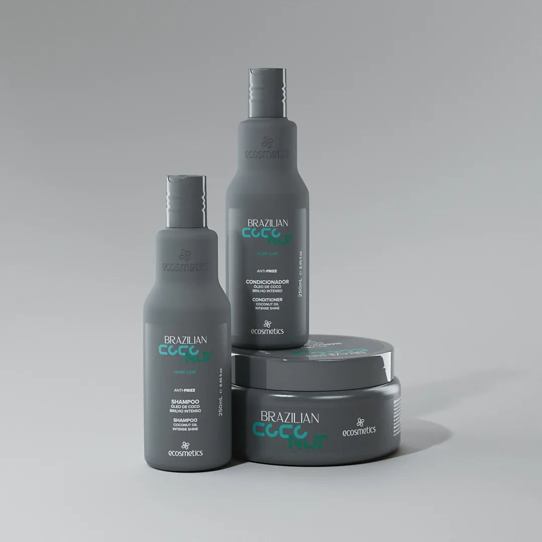 Kit 3 produits de soin à domicile anti-frisottis et brillance intense Brazilian Coconut - Ecosmetics
