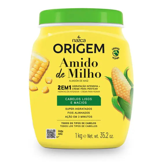 Origem Mascarilla Hidratante Almidón de Maíz Coco Vegana Anti Frizz 1Kg - Nazca