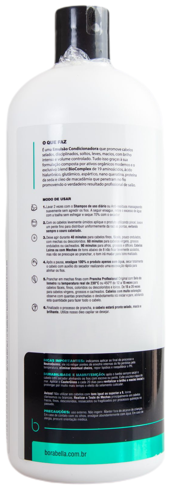 Borabella Brazilian Keratin Treatment Semi Definitive 3D Organic Sealing Formol Free Progressive 1000ml - Borabella