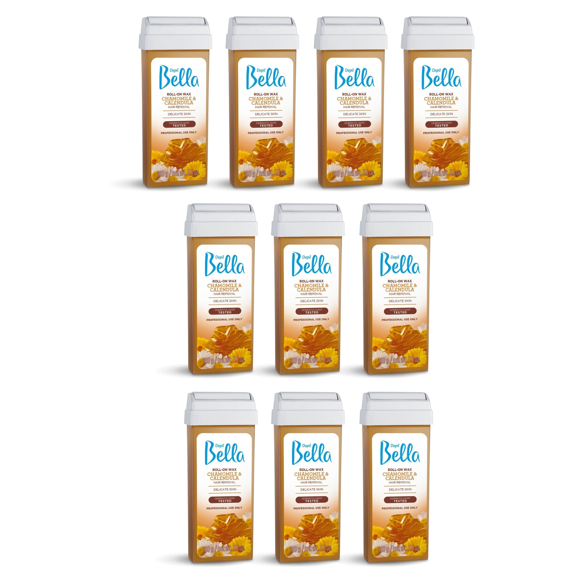 Depil Bella Hair Removal Wax Depil Bella Roll on Chamomile and Calendula Wax Hair Removal Cartridges 3.52 Oz (10 Units )