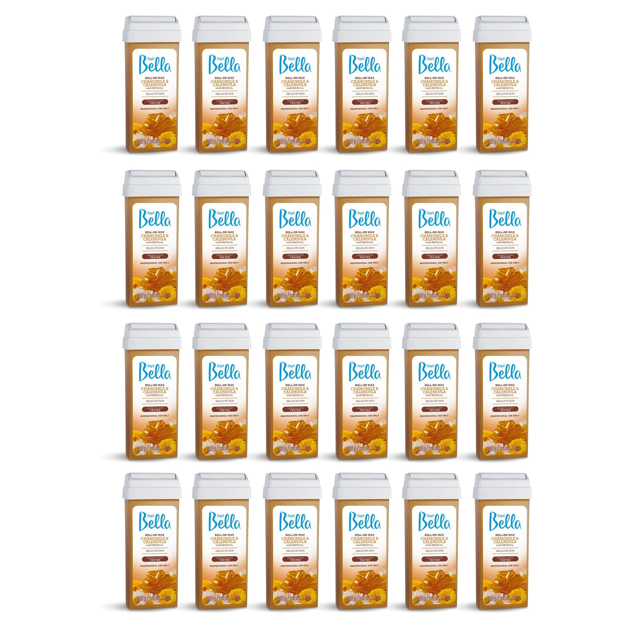 Depil Bella Hair Removal Wax Depil Bella Roll on Chamomile and Calendula Wax Hair Removal Cartridges 3.52 Oz (24 Units )
