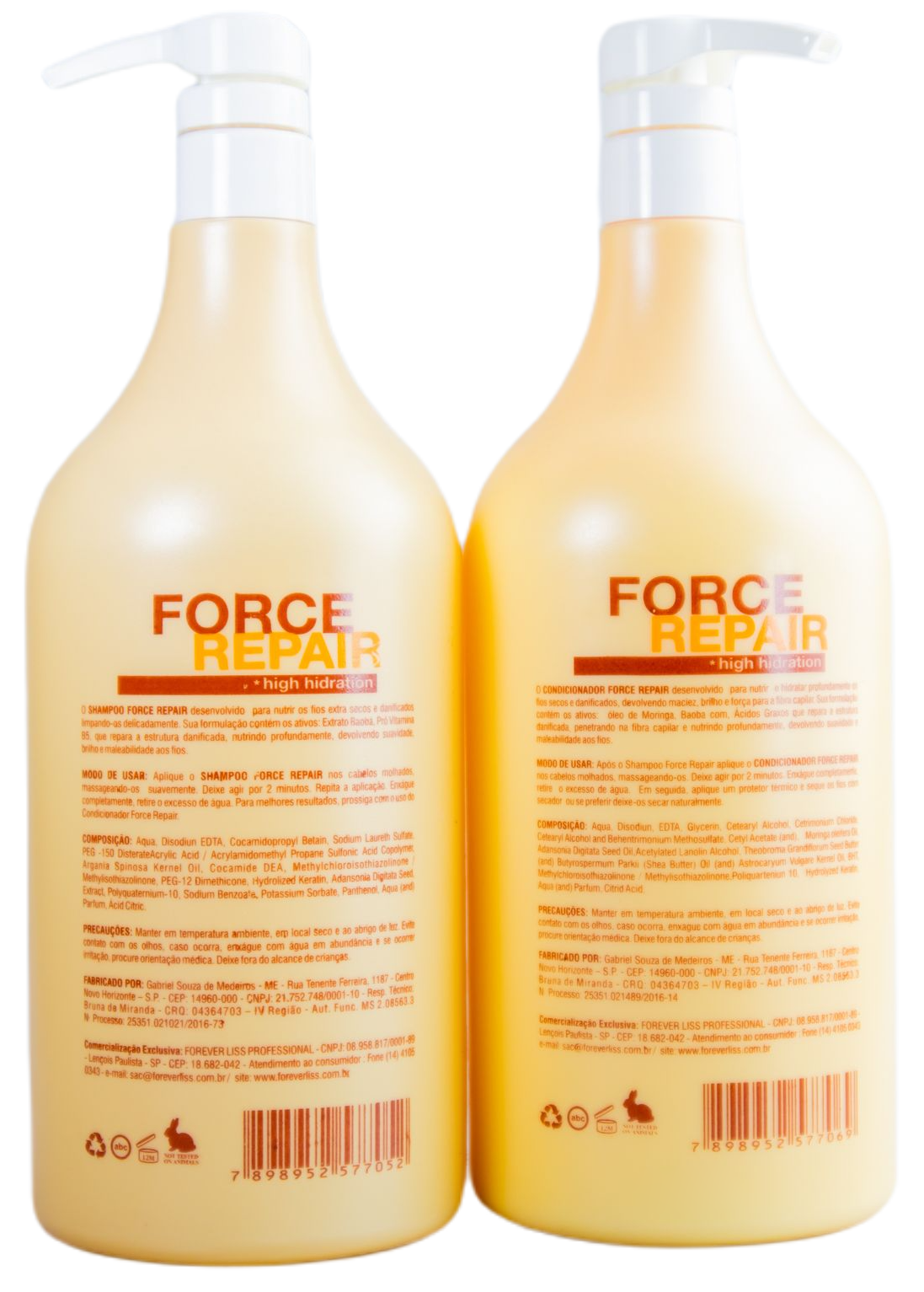 Forever Liss Brazilian Keratin Treatment Force Repair Recovery System Hair Treatment Kit 2x1L - Forever Liss