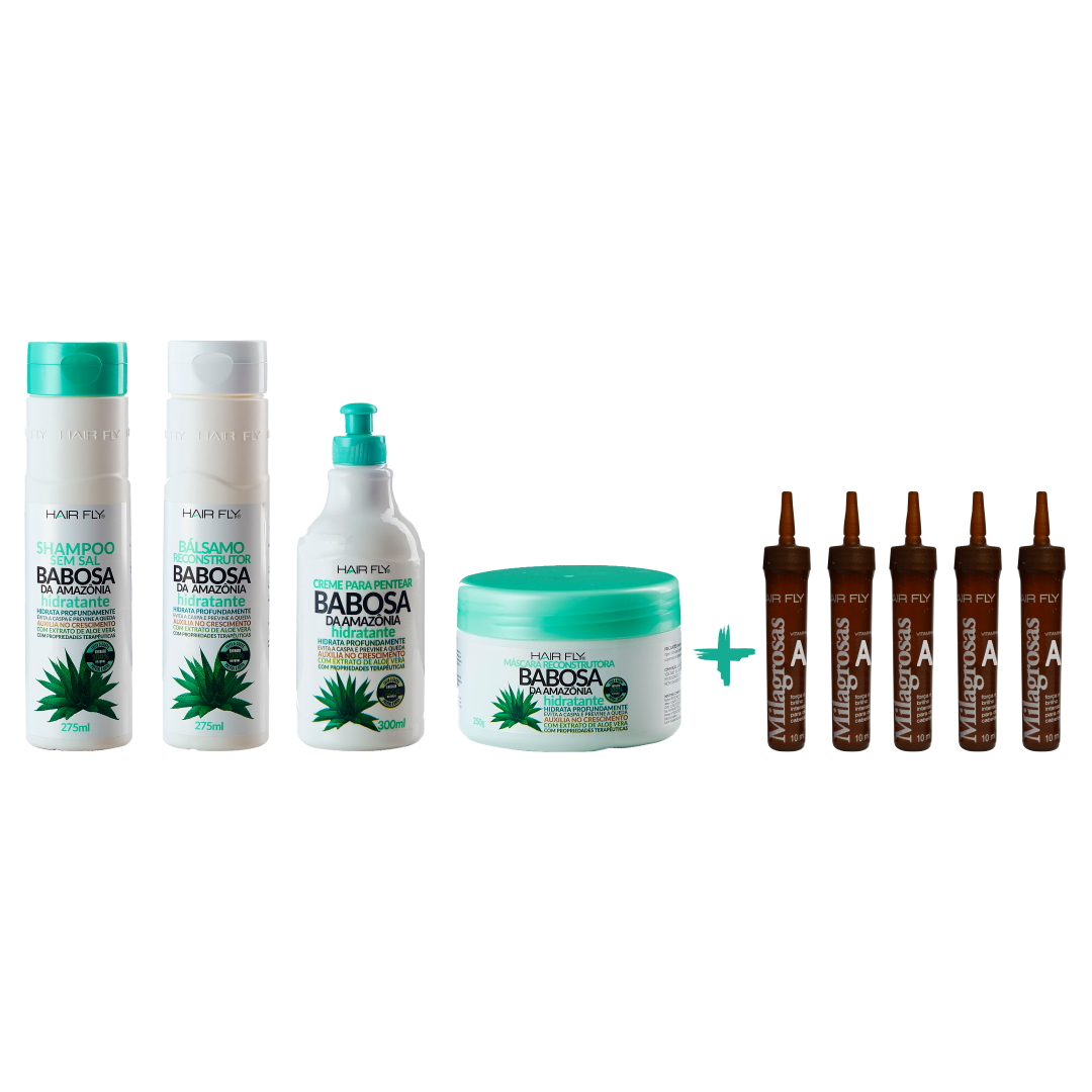 Hair Fly Hair Hydration Hair Fly Amazon Babosa (Aloe Vera) Combo + Vitamin A Ampoules