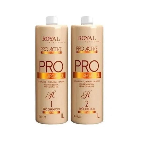 Royal Professional Hair Straighteners Argan Progressive Brush Hair Straightening Reducer Kit 2x1L - Royal Professional