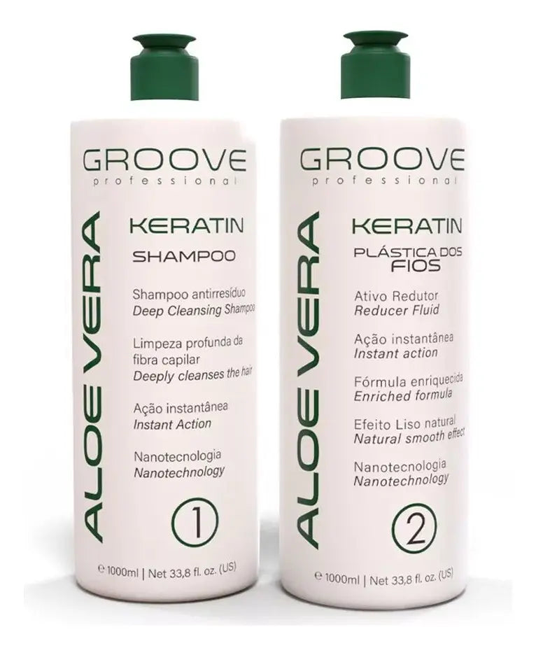 Professional Aloe Vera Keratin Hair Plastic Natural Smooth Kit 2x1000ml - Groove