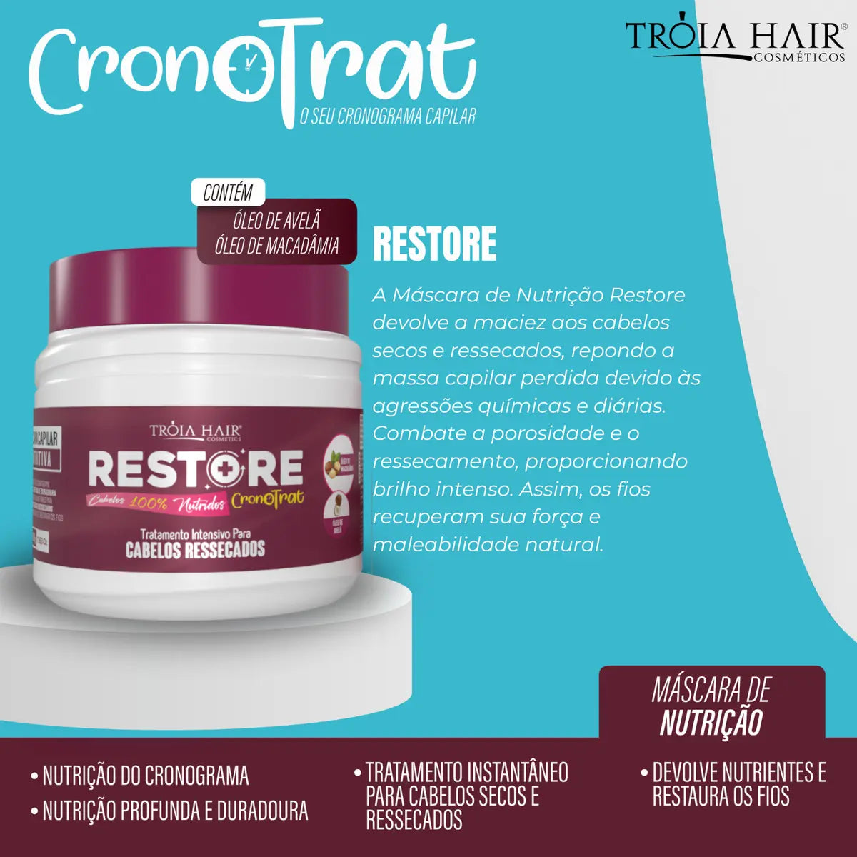 Restore Cronotrat Restore Macadamia Hazelnut Oils Mask 500g - Troia Hair